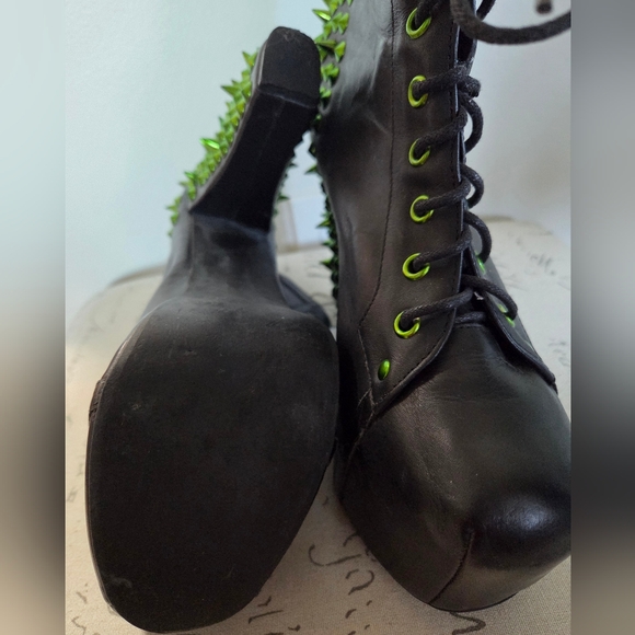 Jeffrey Campbell Womens Green Spike Platform Ankle Boots Black Size 10 - Picture 9 of 14